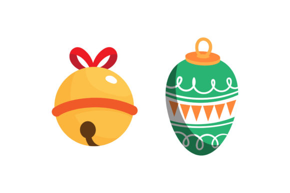 Bell and Ornaments Christmas Set Illustrations
