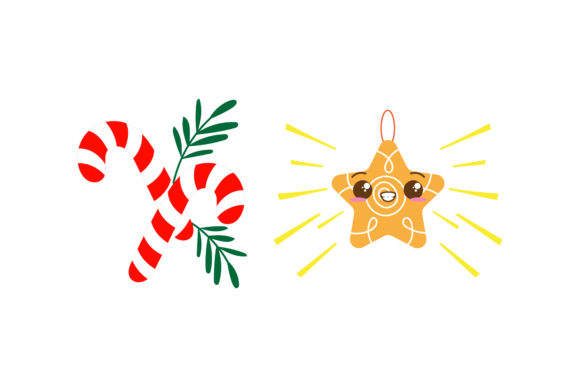 Candy and Star Christmas Vector Illustrations