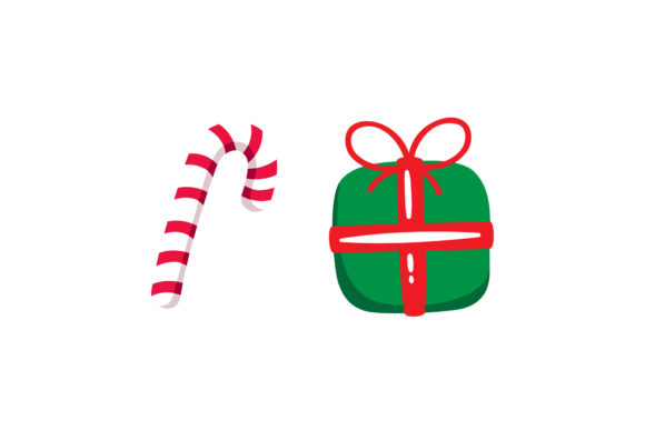 Candy Stick and Gift Christmas Set Illustrations
