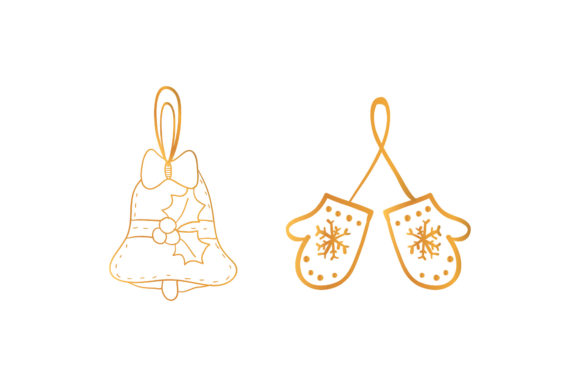 Christmas Bell and Gloves Set Illustrations