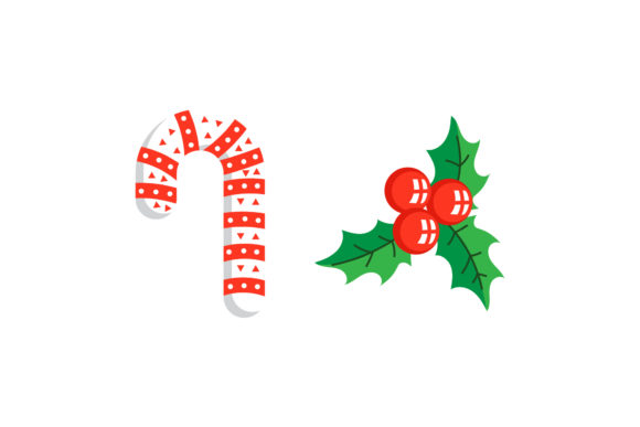Christmas Candy and Mistletoe Vector Set