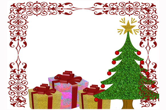 Christmas Frame Background Gifts Tree