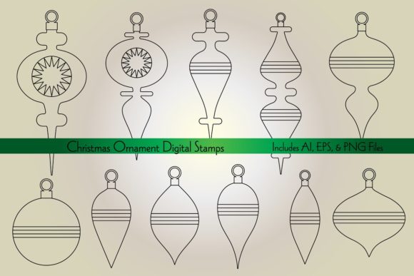 Christmas Ornament Digital Stamps