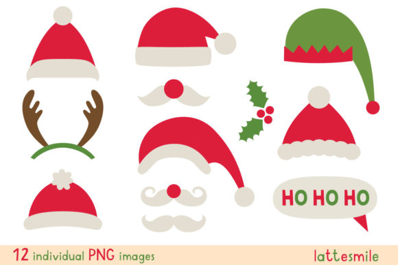 Christmas Party Props Santa, Deer, Elf Illustrations