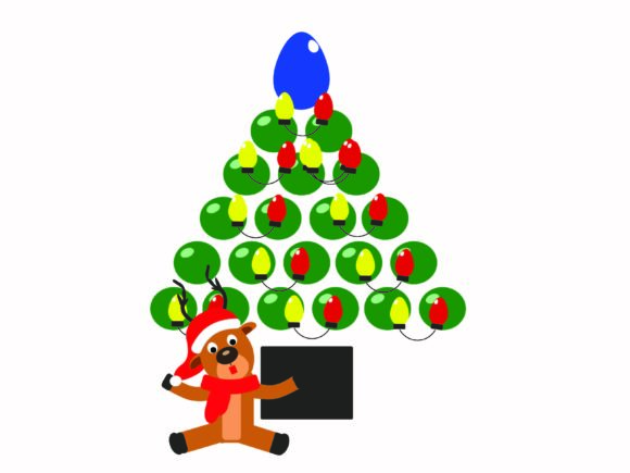 Christmas Reindeer and Tree from Lights Illustrations