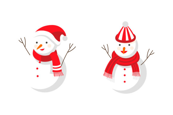 Christmas Snowman Character Set Vector