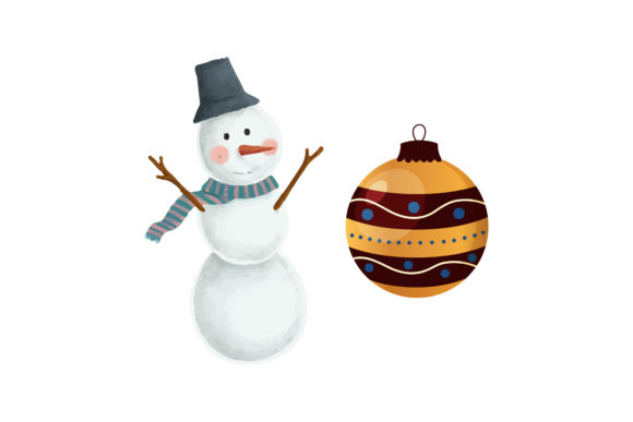 Christmas Snowman Ornaments Set Illustrations