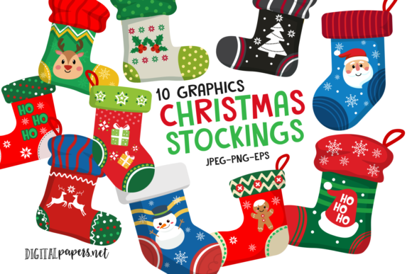 Christmas Stockings Clipart Set for Holiday Design
