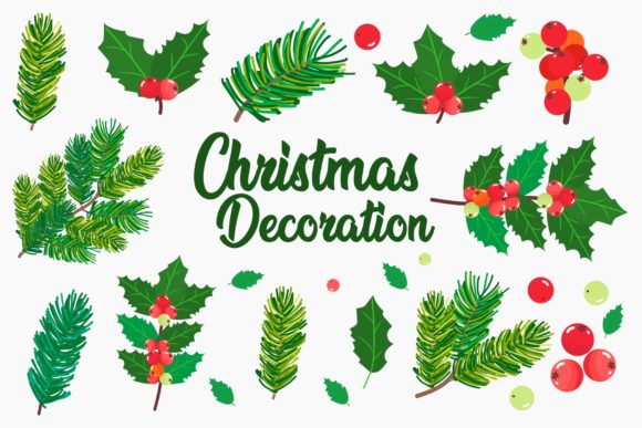Christmas Tree and Berry Illustrations