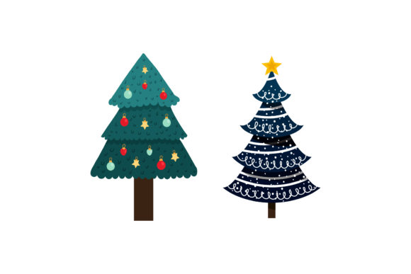 Christmas Tree Two Set Christmas Vector