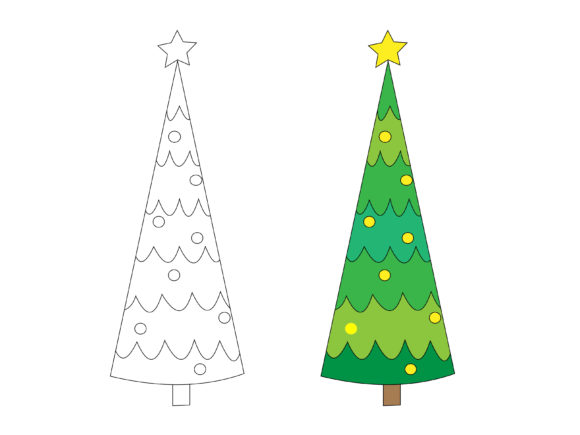 Coloring Christmas Tree Illustrations