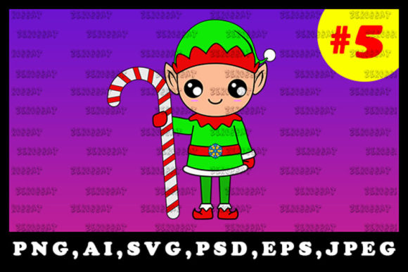 Cute Christmas Elf Sublimation Clipart 5