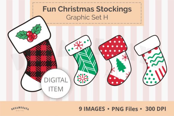 Fun Christmas Stockings Illustrations for Seasonal Design