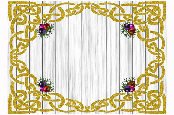 Golden Frame Background Christmas Balls