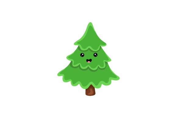 Happy Christmas Tree Kawaii Illustration