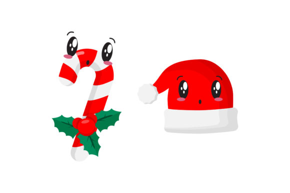 Hat and Candy Christmas Illustrations