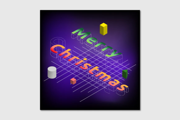 Merry Christmas in Isometric Style