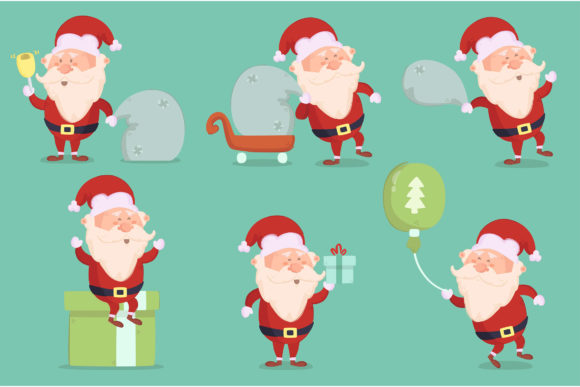 Merry Christmas Winter Day with Santa Illustrations