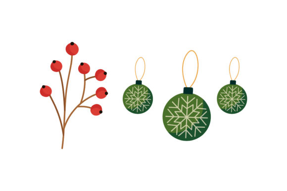 Mistletoe and Ornament Christmas Vector