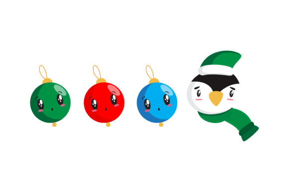 Penguin and Ornaments Christmas Asset