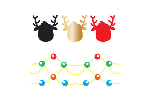 Reindeer and Light Christmas Illustration
