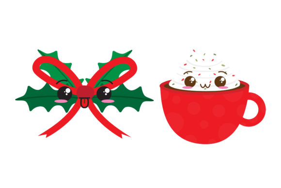 Ribbon and Drink Christmas Asset Set