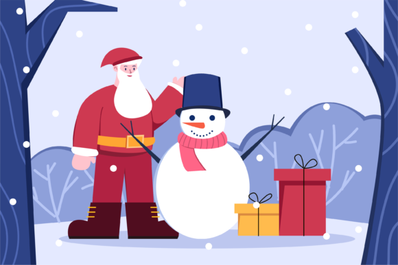 Santa Giving Christmas Present Illustrations