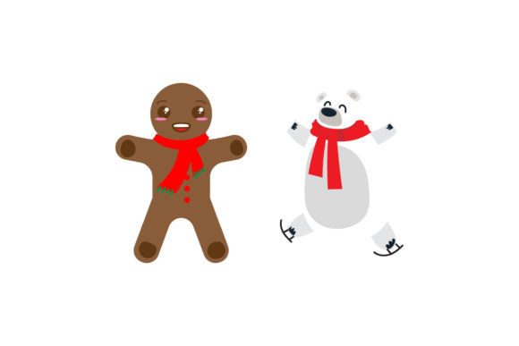 Set Cookie and Bear Asset Christmas Illustrations