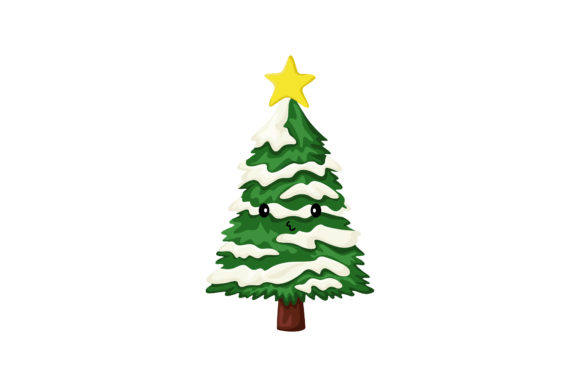 The Snow Christmas Tree Kawaii Illustrations